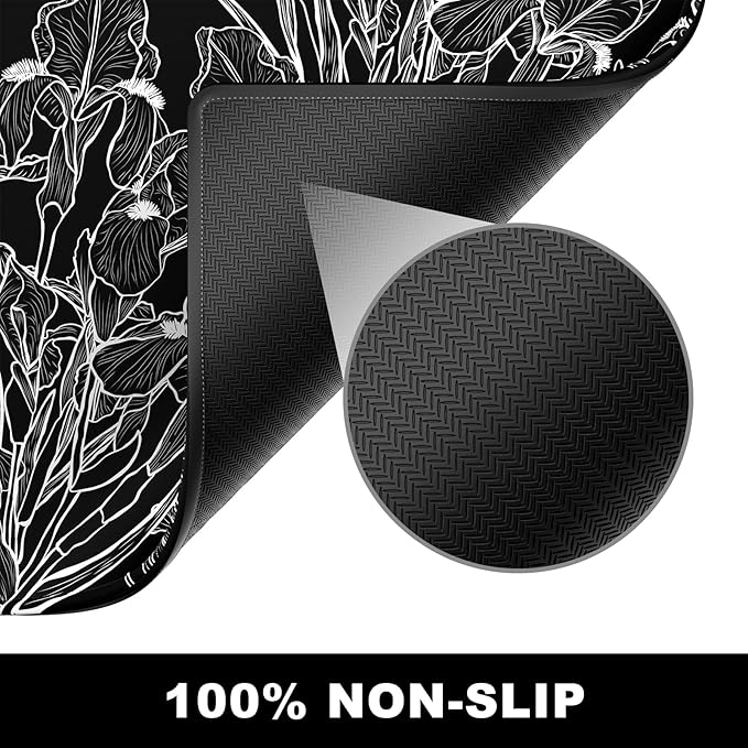 BOSOBO Large Mouse Pad, Desk Pad, XXL XL Extended Gaming Mouse Pad, Desk Mat for Office & Home, Long Keyboard Mat, Huge Mouse Pad, Desktop Full Cover 35.5 x 15.7 Inches, Art Impressionist Flower Black