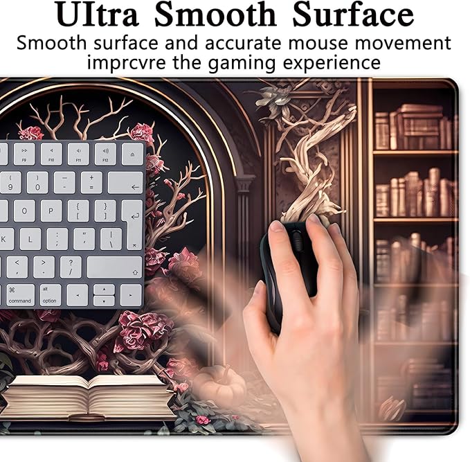 CYZFF Gothic Large Mouse Pad XXL Desk Pad Gaming Mousepad Extended Keyboard Mat 31.5 x 15.7 in Black Fabric with Lycra Surface and Rubber Base
