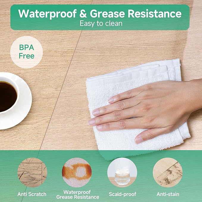 NATRKE Clear Desk Mat, 47.2"x23.6" PVC Transparent Pad, Protector Mat with Round Edge, Heat Resistant & Waterproof Clear Desk Writing Pad, Non-Slip Plastic Desk Pad for Desktop Home