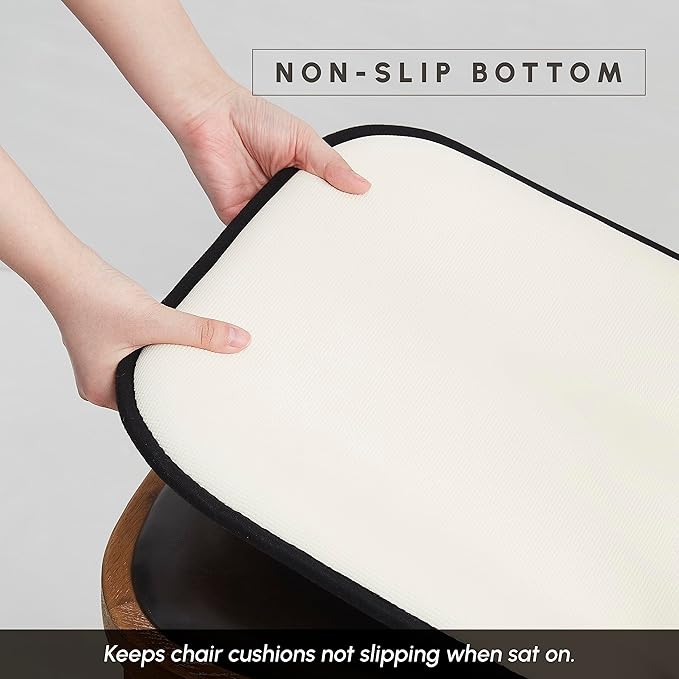 Elegant Comfort 2 Pack Chair Cushion Covers - Skid-Proof Rubber Backing - 16 x 16 Inch - Thick Dining Square Shape Seat Covers - Comfortable Textured Chair Pads with Ties - Honeycomb Pattern, Black