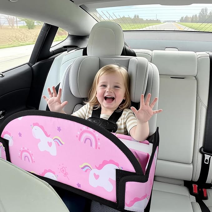 Kids Travel Tray for Toddler Car Seat, Road Trip Activities for Kids with iPad Holder Stand & Dry Erase Board, Road Trip Essentials Accessories Lap Tray as Travel Gifts for Kid, 2PC