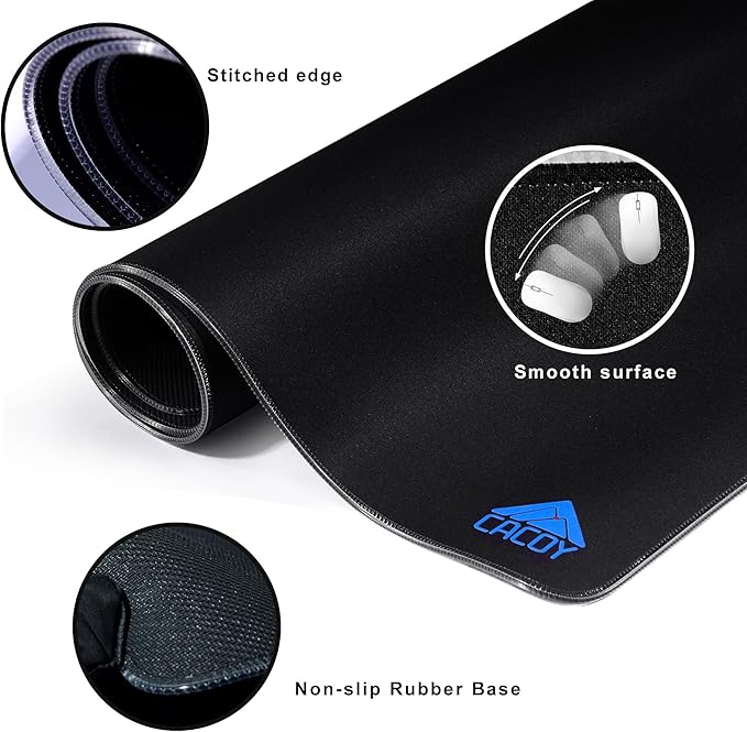 Cacoy 36" x 24" RGB Mouse Pad, XXL Mouse Mat with 9 LED Lighting Effect, Extended Desk Mat for Home Office Computer, Non-Slip Rubber Base, Stitched Edges, Gaming Mouse pad for Keyboard & Laptop, Black