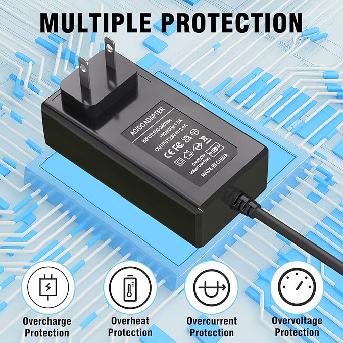 29V Power Cord for Adjustable Standing Desk Compatible with Claiks P1.01.001 P101001 40" 48" 55" 63" Electric Standing Desk Adjustable Height Stand up Desk YH-K290018-C Power Supply Cord Charger