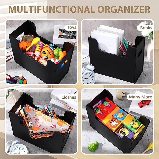 3 Pcs Portable Desktop File, Side Handles, Filing Organizer, Hanging File Folders, Letter Size for Schools Office Home (Black)