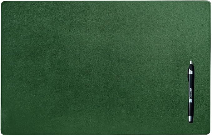 DACASSO Leather Desk Pad Without Side Rails - Luxury Leather Desk Blotter for Writing - Executive Desk Surface Protector - (Dark Green, 22" x 14")