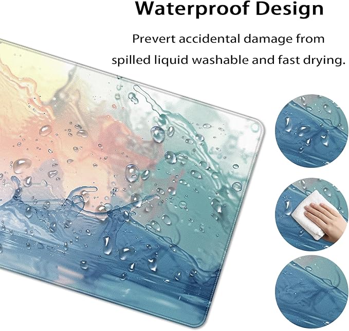 35.4 x 15.7 in, XXL Large Mouse Pad for Desk, Extended Keyboard Mouse Mat for Computer Office, Big Mouse pad with Stitched Edges, Gaming Pc-Color Splashes