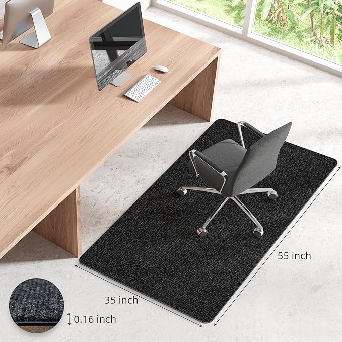 Office Chair Mat for Hardwood and Tile Floor, 55" x 35" Computer Chair Mat, Non-Slip Floor Protector, Under Desk Mat for Rolling Chair, Black