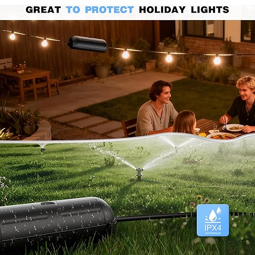 Flemoon [9 Pack] Outdoor Extension Cord Safety Cover, IPX4 Waterproof Connection Protector, Weatherproof Electrical Box for Outdoor Plug, Outlet, Holiday Light, Christmas Decorations, Black