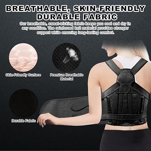 Back Brace Posture Corrector for Women and Men, Adjustable Shoulder Straightener Full Lumbar Support Belt, Upper and Lower Back Pain Relief, Scoliosis Hunchback Hump Thoracic Spine Corrector (Black L)