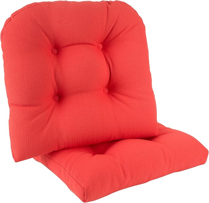Klear Vu Gripper Overstuffed Universal Non-Slip Dining Chair Cushions for Kitchen Decor or Office Use, U-Shaped Skid-Proof Seat Pad, 15x15 Inches, 2 Count (Pack of 1), Solid Coral