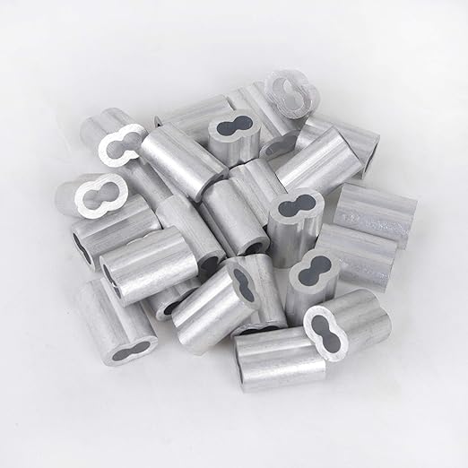 Wire Rope Sleeve, for Wire Rope Dia. 1/4", Aluminum Alloy, PK 25