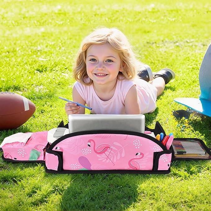 Kids Travel Tray, Car Seat Tray for kids Travel, Toddler Road Trip Essentials With Drawing Kit, Toddler Lap Desk Organizer for Car, Carseat Table for Airplane