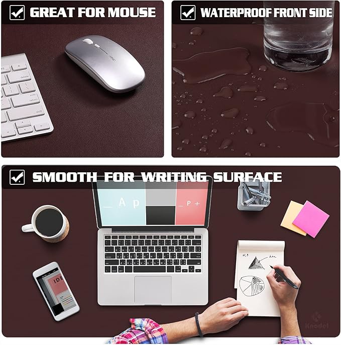 K KNODEL Non-Slip Desk Mat, Desk Pad, Desk Blotter, Desktop Mat for Desk, Small Desk Protector, Office Computer and Laptop Mat for Desk (23.6"x13.8", Brown)