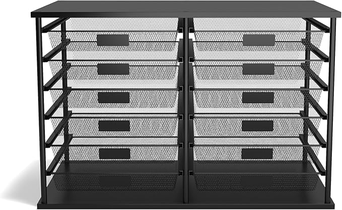 TRU RED Wire Mesh File Organizer, 12‑Compartment, Matte Black – High‑Capacity Vertical Desktop Sorter for Files & Mail