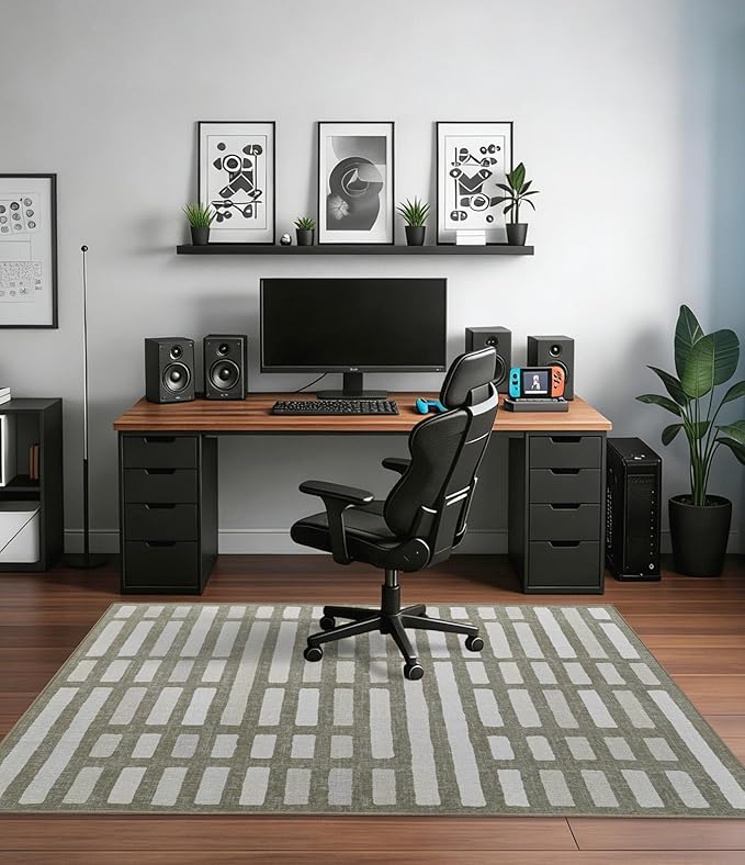 chakme Office Chair Mat for Hardwood Floor, 60"x45" Easy Glide Computer Desk Mat Protector for Rolling Chair Under Desk Rug Nonslip Backing, Machine Wash, (Dark Brown Plaid)