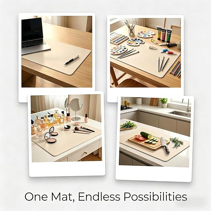 Non-Slip Desk Pad,Desk mat,Mouse Pad,Office Desk mat,Waterproof PU Leather Desk Blotter Mat,Laptop Desk Pad,Desk Writing Pad for Office and Home (Khaki, 19.7'' x 27.97'')