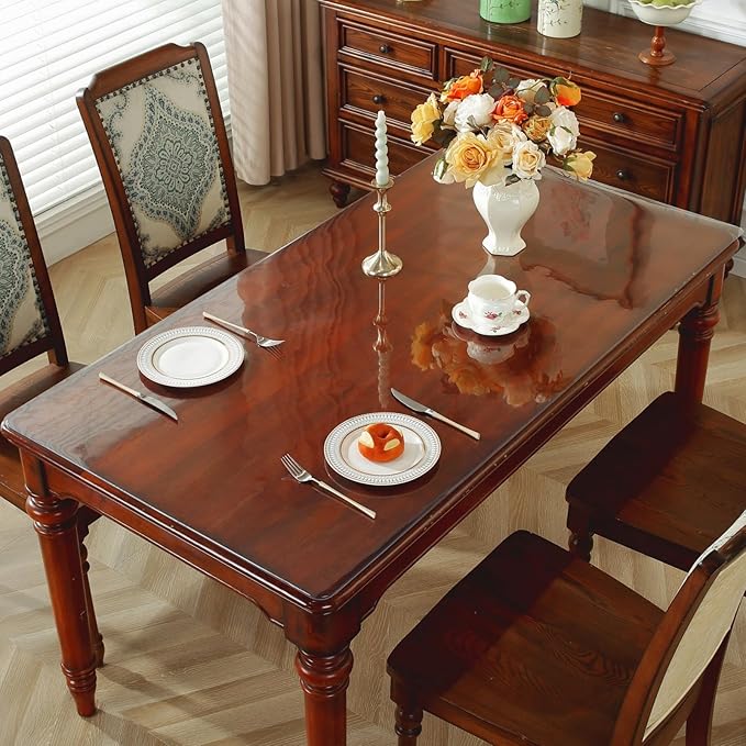 Clear Table Protector 30 x 72 Inch, 2mm Thick Plastic Table Cover, Waterproof PVC Clear Table Cover Protector, Desk Protector Mat, Writing Desk Pad for Desktop, Coffee & Dining Table
