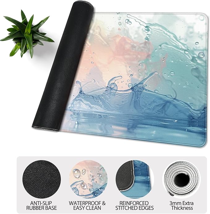 35.4 x 15.7 in, XXL Large Mouse Pad for Desk, Extended Keyboard Mouse Mat for Computer Office, Big Mouse pad with Stitched Edges, Gaming Pc-Color Splashes