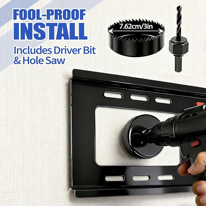 in Wall Cable Management Kit, MOOEGG Wall Mount TV Cord Hider, Hide Wires Along Wall, Built-in Outlet Wire Concealer with Extension Cord & Hand Saw, Safe Practical Cable Organizer for Home Theater
