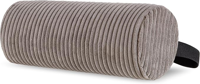 HIGOGOGO Lumbar Roll Lumbar Support Pillow for Office Chairs, Cars, and Gaming Chairs, Back Cushion with Washable Cover & Adjustable Strap to Relieve Back Pain and Improve Posture, 15"x6"x5", Grey