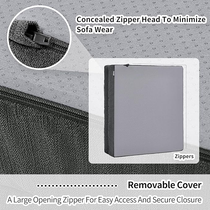 Recliner Cushions for Elderly with Lumbar Support, Patent Design 20x20x4 Inch Thick Chair Cushion Soft Tufted Dual Layer Booster Seat Cushions for Seniors Recliner Risers Gray 1 Set