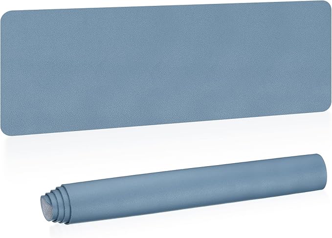 PATIKIL Desk Mat, 55"x17" Non-Slip Waterproof PU Leather Desk Pad Dual Sided Office Home Work Study, Grey Blue