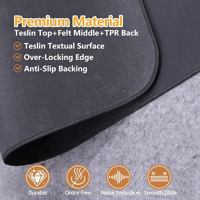 Office Chair Mat for Hardwood Floor, 36"x48" Non-Slip Floor Protector Heavy Duty Computer Desk Rolling Chair Mat for Home & Office - Black