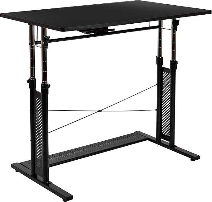 Flash Furniture Work From Home Kit - Adjustable Computer Desk, Ergonomic Mesh Office Chair and Locking Mobile Filing Cabinet with Side Handles