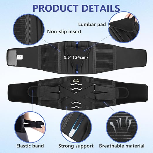 Back Brace Support Belt-Lumbar for Back Pain, Sciatica, Scoliosis, Herniated Disc Adjustable Support Straps-Lower Back Brace with Removable Lumbar Pad for Men & Women, Lumbar Support Belts for work (X-Large)