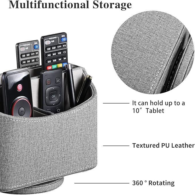 Remote Control Holder, Spinning Remotes Caddy Organizer for TV Accessories/ Controllers/ Office Supplies/ Phones, Bedside Table Desk Organizers and Decorations for Living Room, Desktop Storage Box