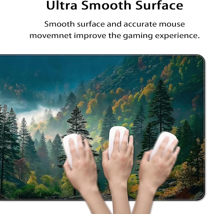 35.4 x 15.7 in, XXL Large Mouse Pad for Desk, Extended Keyboard Mouse Mat for Computer Office, Big Mouse pad with Stitched Edges, Gaming Pc-Mountains and Woods