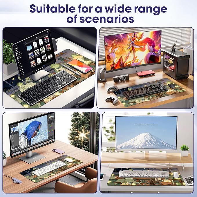 Large Extended Mouse Pad with Stitched Edges (35.4”x15.6”) - Waterproof Desk Mat, Non-Slip Rubber Base for All-Desk Coverage, Perfect for Gaming, Office, and Home