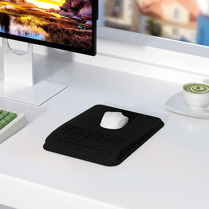 MEKASS Mouse Pad with Wrist Rest, Ergonomic Slope Mousepad for Carpal Tunnel Pain Relief, Memory Foam Desk Computer Wrist Support Mouse Pad with for Office Home (Sunflower)