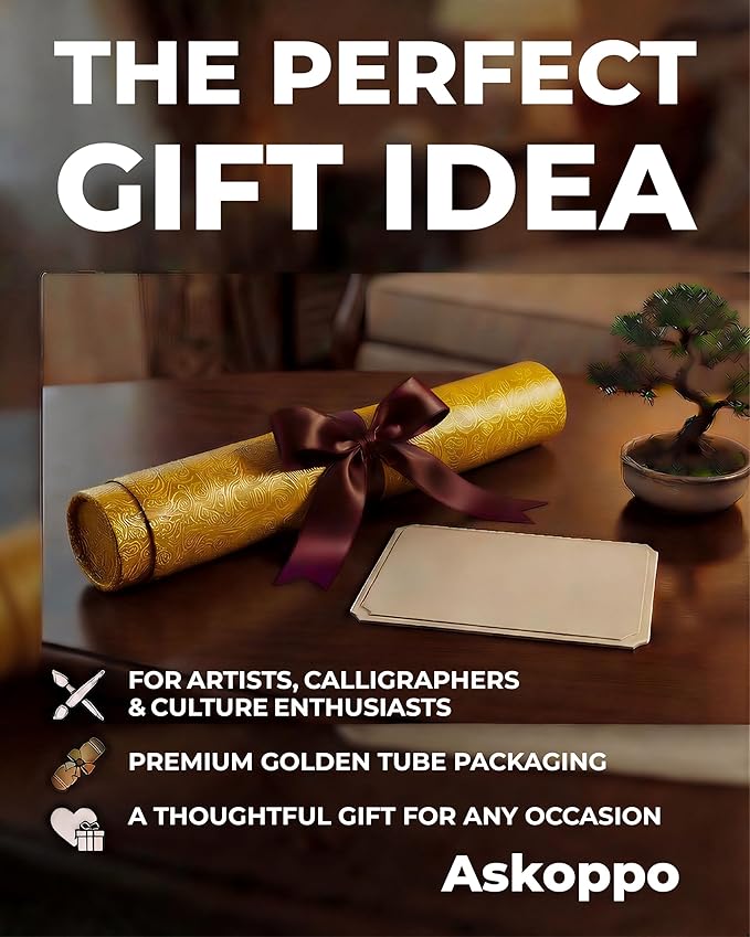 Premium Calligraphy Felt Mat (19.7" x 27.5") with Stitched Edges, Zero-Crease Roll Up Desk Pad & Blotter with Telescopic Matte Gold Tube, Ink Absorption for Sumi-e & Watercolor, Grey