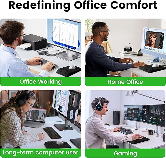 MEKASS Mouse Pad with Wrist Rest, Ergonomic Slope Mousepad for Carpal Tunnel Pain Relief, Memory Foam Desk Computer Wrist Support Mouse Pad with for Office Home (Dark Gray)