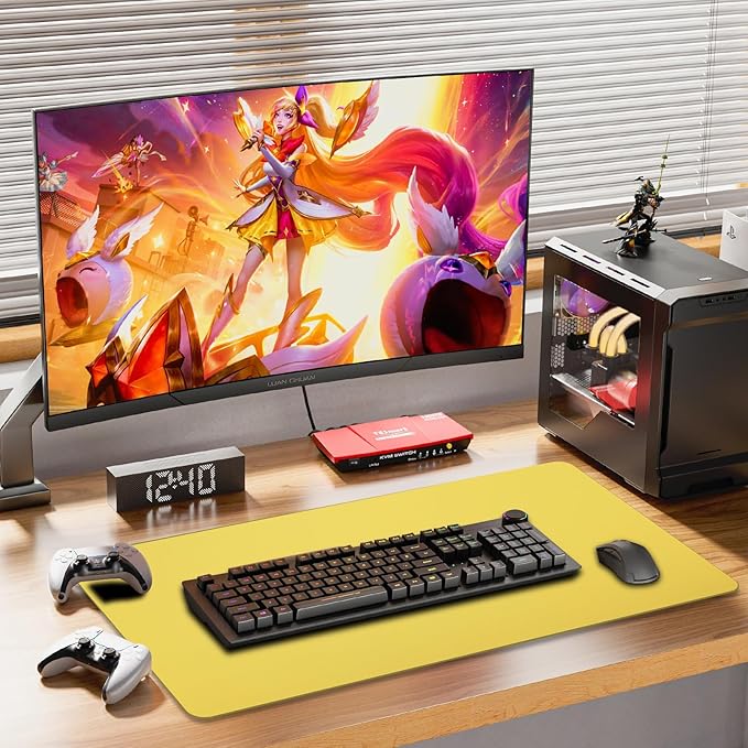 Large Leather Desk Pad Protector 27.5"x13.7",Non-Slip Durable Office Desk Mat for Writing, Computer, Laptop, Mouse Pad & Desktop Use,Desk Protector Mat,Yellow
