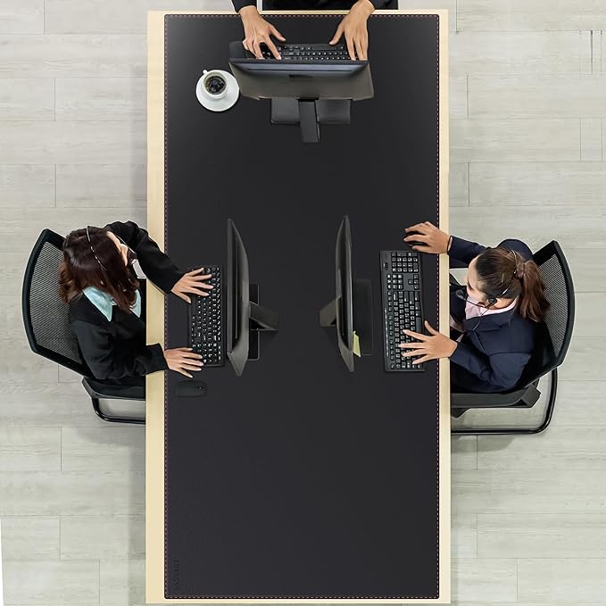ZORESYN Office Desk Pad 74.8x35.4 Inch, Large Mouse Pad Desk Mat, Waterproof PU Leather Desk Blotter Protector with Non Slip Base for Home Office (Black)