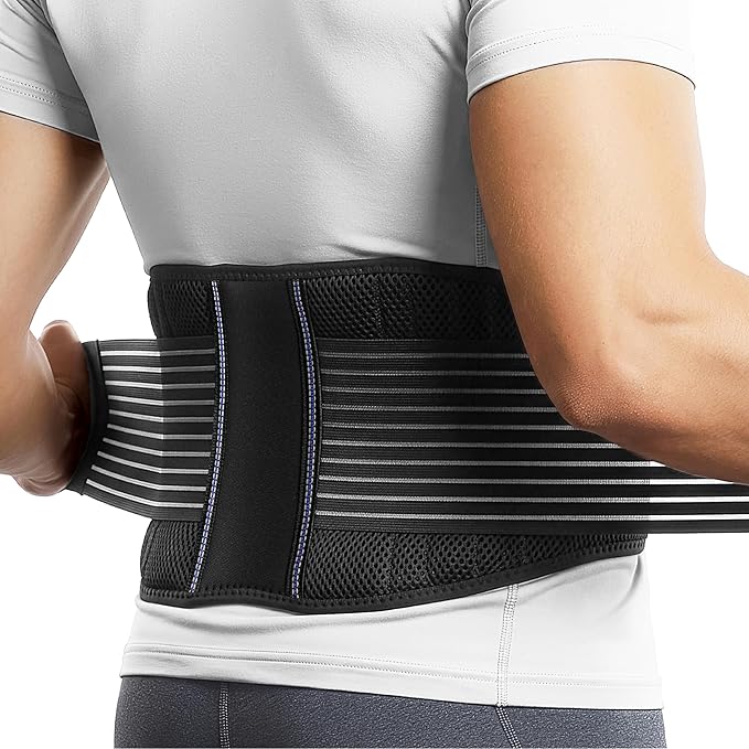 BraceUP Back Brace for Men and Women Lower Back - Breathable Waist Lumbar Support Belt for Sciatica, Herniated Disc, Scoliosis Back Pain Relief, with Dual Adjustable Straps (L/XL 35-43 In)