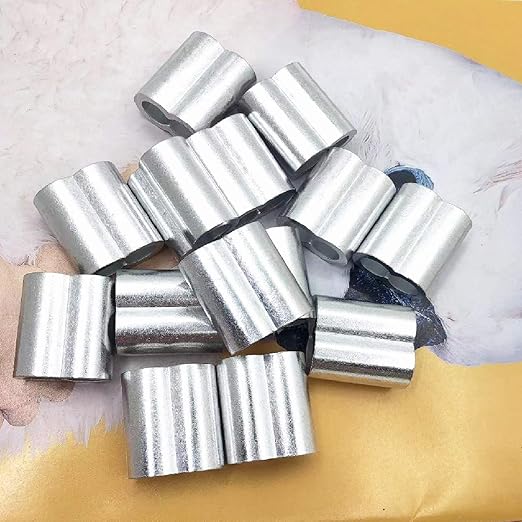 Aluminum Crimping Loop Sleeve Cable Crimp for 3/8" Diameter Double Ferrule Wire Rope and Cable (Pack of 14)