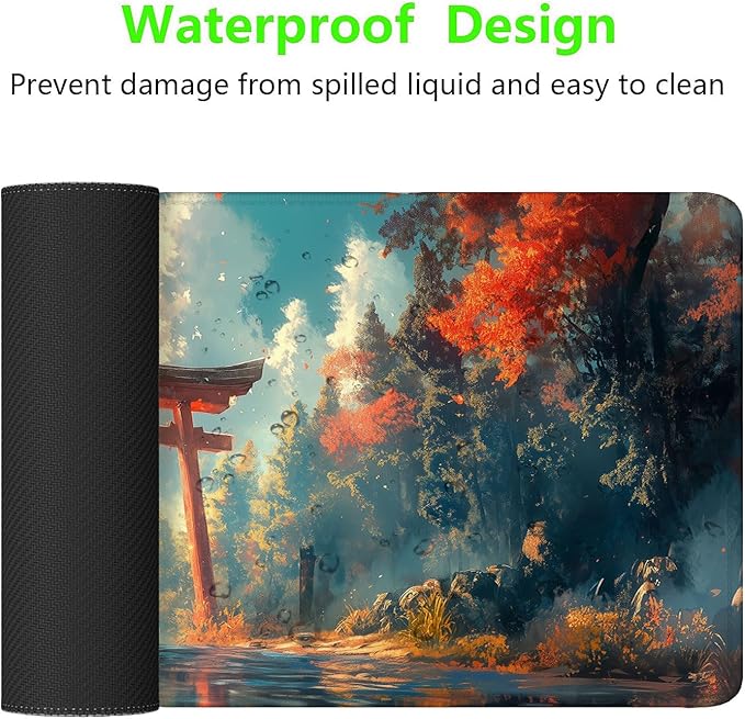 Japanese Torii Anime Desk Mat Cartoon Forest Ancient Clouds Red Mousepad XL Large Gaming Mouse Pad Laptop Keyboard Mat Desk Pad 31.5"x11.8" Office Computer Keyboard Laptop Home