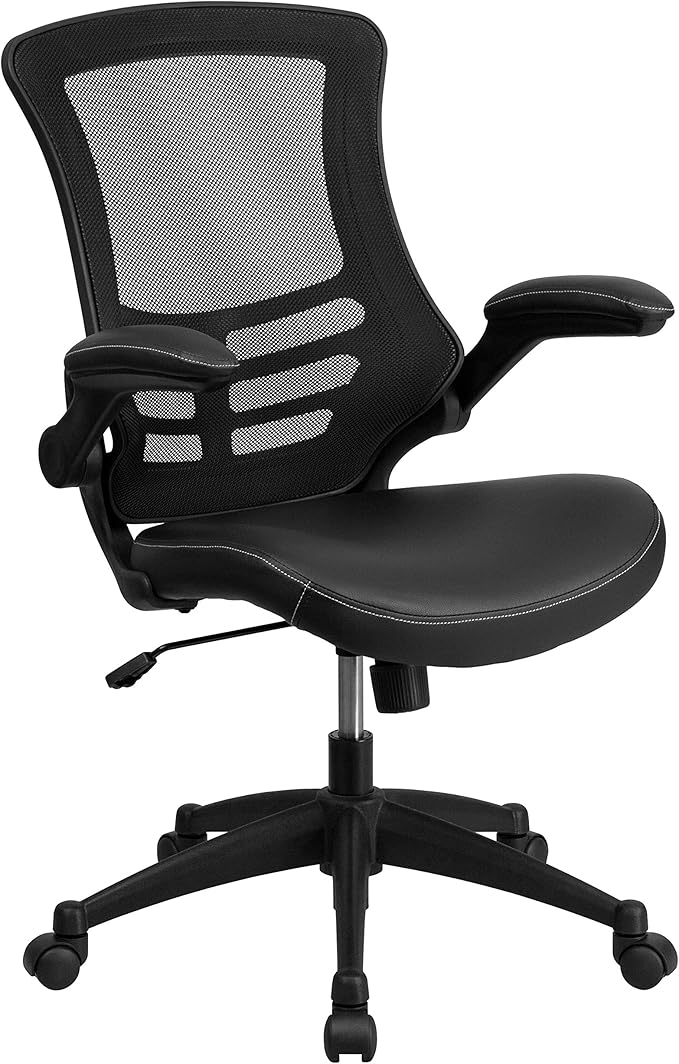Flash Furniture Work From Home Kit - Black Computer Desk, Ergonomic Mesh/LeatherSoft Office Chair and Locking Mobile Filing Cabinet