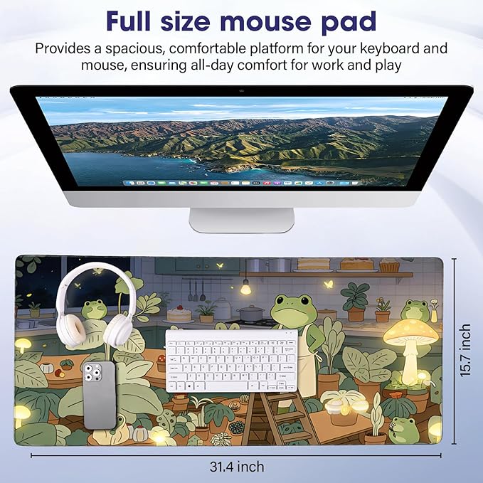 Professional Extended Gaming Mouse Pad - 31.5" x 15.7" Large Desk Mat with Stitched Edges, Waterproof Coating, Non-Slip Rubber Base for Gamers, Esports Pros, Office & Home
