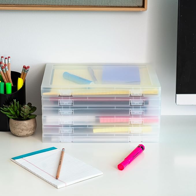 IRIS USA 6-Pack A4 File Box Paper Cases |Made in USA| Fits 8.5" x 11" Letter Paper, Portable & Stackable - Clear