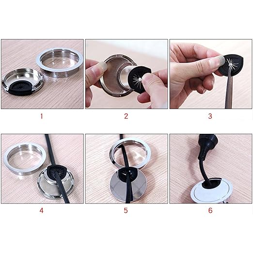 3Psc Desk Grommet,Cable Cord Hole Cover for Home and Office,Metal Zinc Alloy Materilal 53mm(Bronze, 2.09 Inchs)