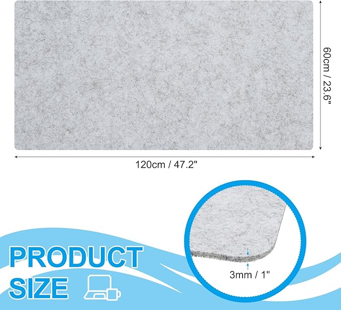 PATIKIL 47.2" x 23.6" Large Felt Desk Pad Protector, Non-Slip Desk Mat Full Table Mouse Pad Keyboard Mats for Laptop Computer Writing Desk Table Gaming Home, Light Gray