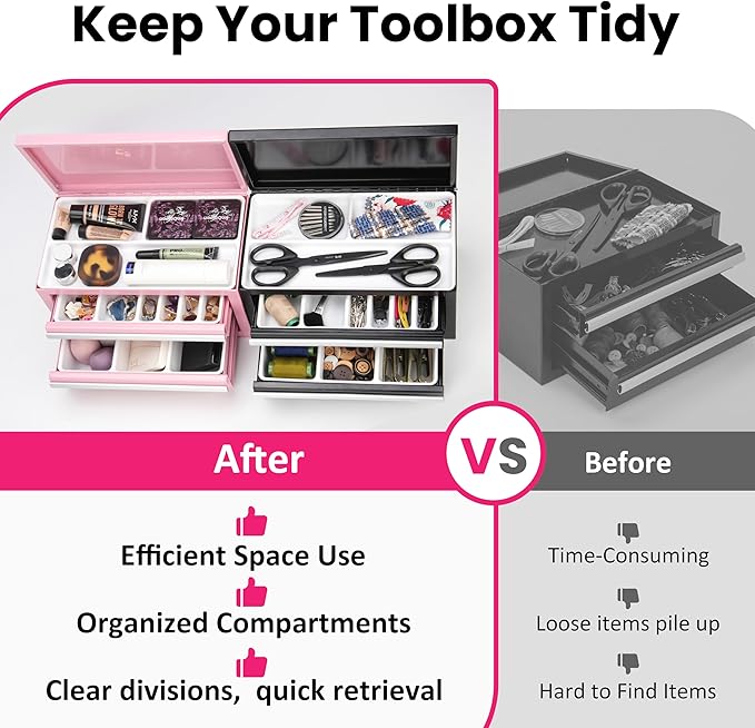 6 Pcs Tool Box Organizer Tray Divider Set For Kobalt 2-Drawer Mini ToolBox, Tool Desk Drawer Organization, Pefect for Storing Small Gadgets, Toolbox accessories (Only compatible with the old version.)