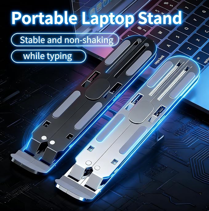 Laptop Stand for Desk, 80 lbs Load Sturdy Aluminum Laptop Riser, Portable Foldable Computer Stand for Office & Travel, Fits 10-17.3" MacBook Pro Air, Dell, HP, Surface, Samsung