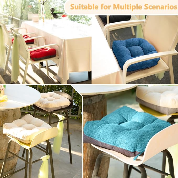 MAGIC ELEPHANT Chair Cushions for Dining Chairs, Memory Foam Kitchen Chair Cushions Set of 4, Non-Slip Thick Dining Room Chair Pads Seat Cushions, 15.5" x 15.5" x 4" (Aqua Blue)