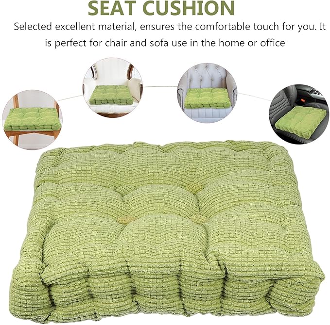 40x40cm Thickened Non-Slip Chair Cushion Pad, Soft Green Sofa Seat Cushion for Household and Garden Use, Comfortable Tatami Mat for Dining and Office Chairs
