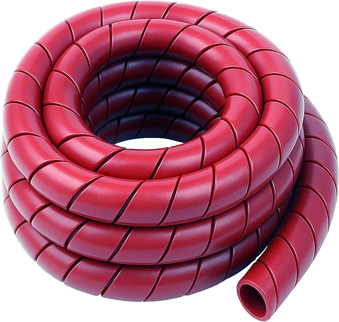 Electriduct 2 Inch Heavy Duty Spiral Wrap HDPE Flexible Plastic Cable Sleeve Hose Protector 25 Feet - Red
